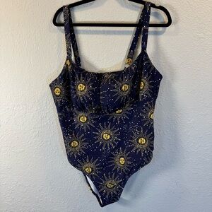 Cider yellow and Navy Swimsuit celestial moon star